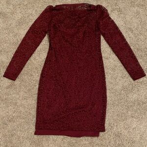 CHAPS Burgundy Lace Dress